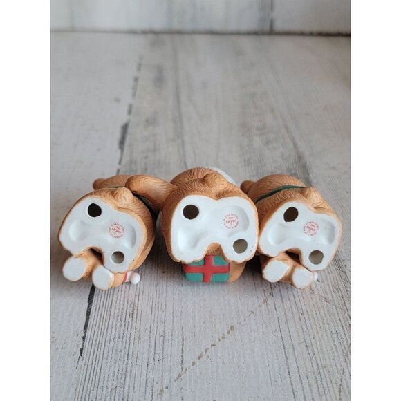 Avon 1990 mini ceramic teddy bear family Christmas candy cane figure set - Picture 6 of 7